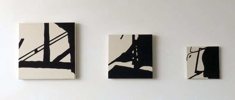 Philip Bradshaw, Installation view, 3 x Between the idea and the reality series paintings, Open Studio 2014